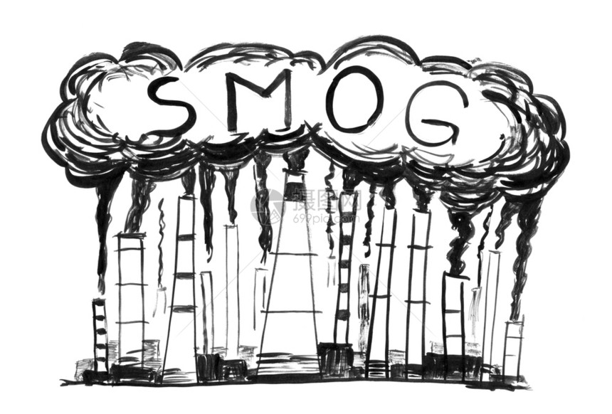 工业或厂烟囱进入空气中的烟雾或囱空气污染或烟雾的环境概念图片