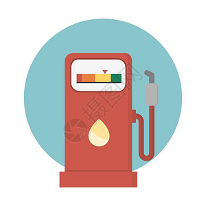 可燃物白色背景灰色圆形汽车燃气加油站图插画