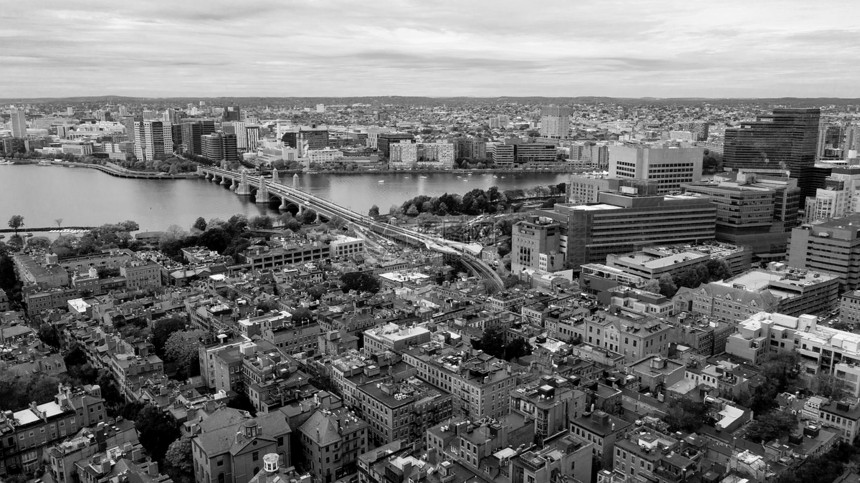 空中观黑白波士顿大桥查尔斯里弗桥麻萨诸塞州图片