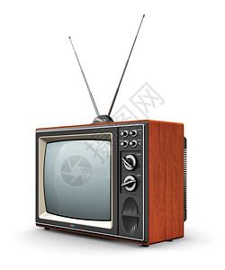 家用天线具有创意的抽象通信媒体和电视商业概念旧的彩色木家用电视接收器天线在白色背景上隔离背景