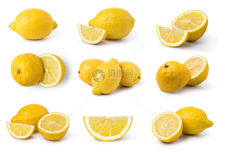 熟的柠檬水果白底孤立于图片