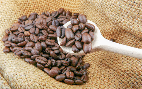 披布麻袋咖啡豆图片