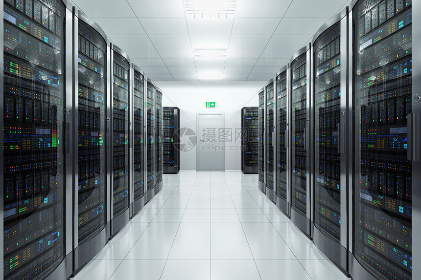 现代网络和电信技术计算机概念数据中心服务器室图片