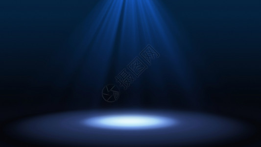 数字舞台装饰蓝色的焦点是戏剧中舞台表演孤立在黑色背景上模拟未来技术概念说明背景背景