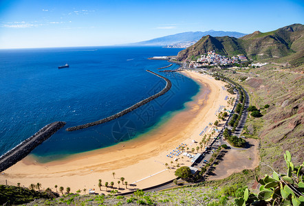 西班牙特纳里费拉斯雷西塔海滩之景高清图片