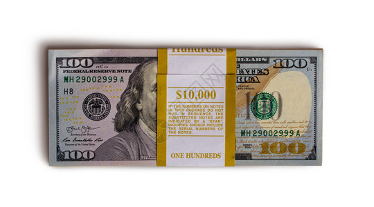 银行包装特端视图中的10元钞票图片