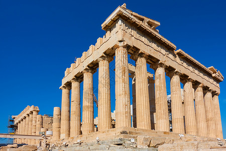 希腊雅典Acroopolis帕台农神庙的废墟图片