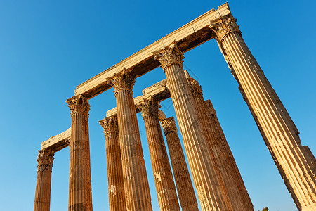 希腊雅典宙斯寺庙古董柱子角照图片