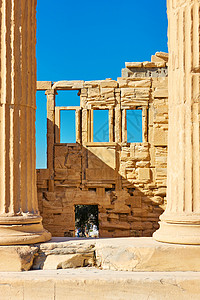 希腊雅典Acroopolis的Erethheion寺庙的废墟图片