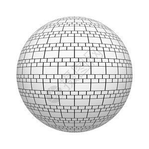 圆球或的白砖块状纹理背景上孤立的几何形状图片