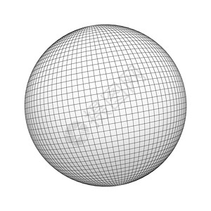 网格球体线框球或几何形状在白色背景上隔离网格线模拟设计3D抽象插图背景