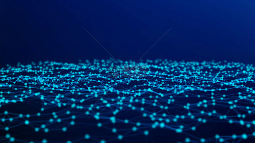蓝色数字计算机据和网络连接的蓝色数字计算机据和网络连接三角线和未来技术概念中的蓝背景领域3个抽象插图图片
