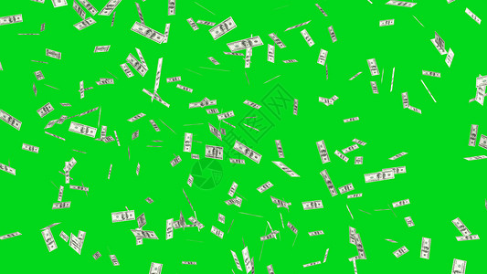 关于金融货币投资概念绿色背景的空中飞用美元纸币图片