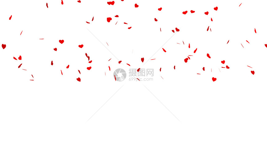 许多红心在白色背景上用于庆祝活动情人节生日派对婚礼或任何假日图片
