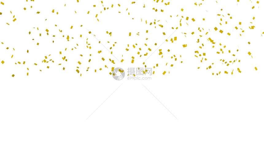 白背景的黄金面条用于庆祝活动新年晚会生日派对圣诞节或任何假日3D抽象说明图片