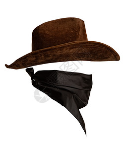 牛仔帽素材具有空间以插入脸面侧视图的古典牛仔帽和带状式背景