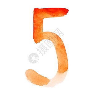 5手漆橙色水彩数字图片