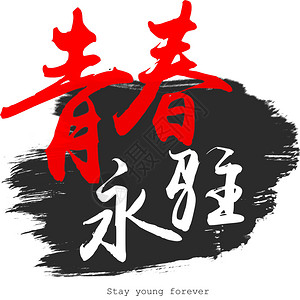 中文书法字白背景的青春永存3D翻譯图片