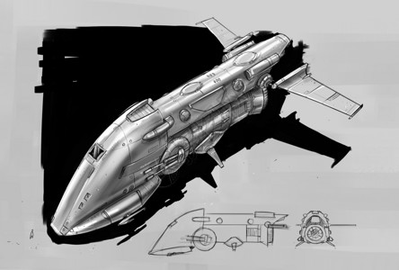 Scifi或科幻小说宇宙飞船的概念设计图图片