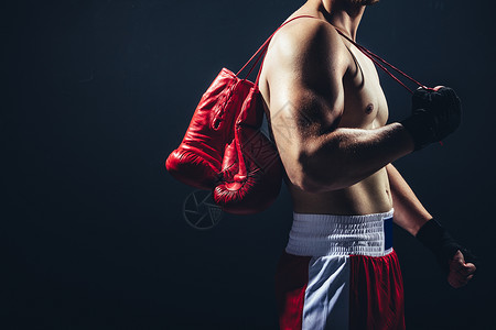 红手套挂在拳击和背上专业体育设备拳击手红套挂在拳击和背上图片