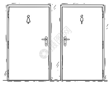 在公共厕所或洗手间两道公共厕所或洗手间门上画面有女士绅或男符号图片