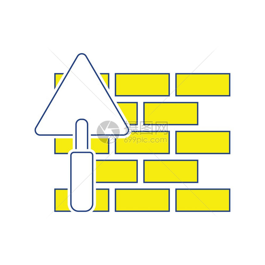 砖墙图标带有粗线薄设计矢量插图图片