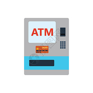 ATM图标平面彩色设计矢量插图图片