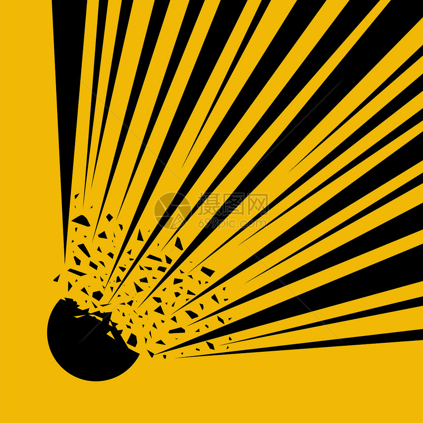 爆炸闪光卡通爆炸黄色背景上孤立的星壳爆炸国际加压气态危险标志黄色警告危险图标图片