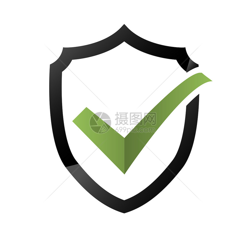 安全检查图标盾贴类型白色背景上孤立的保护标志Mark批准标志警卫系统隐私装置保护标志批准图片