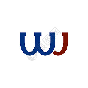 w字母logoWJ白背景上的彩色Logo孤立薄信图标彩色孤立字母图标背景