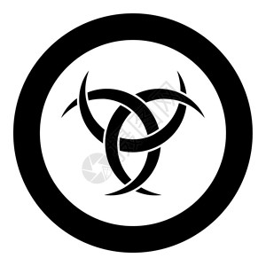 哈拉Odin角异教符号圆图示的黑色矢量角异教符号圆图示的黑色矢量平板图示插画
