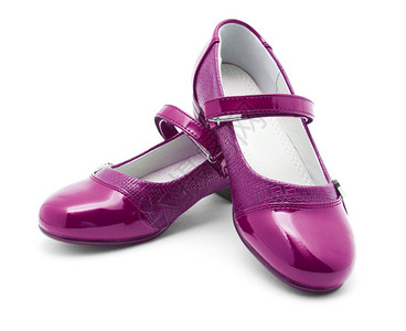 粉红光亮皮女鞋图片