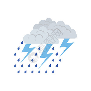 雷雨天气图标雷暴图标平面彩色设计矢量插图背景