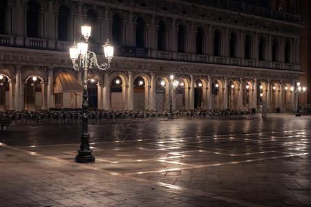 早上在圣马可广场威尼斯市意大利欧洲图片