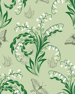无缝绿色矢量花卉图案矢量设计背景图片