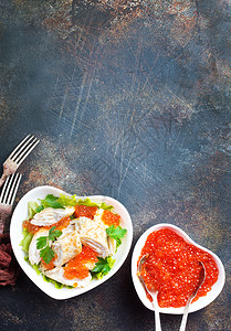 煎饼红鲑鱼子酱餐厅高清图片素材