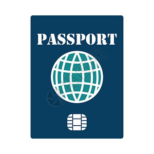 带有芯片图标的护照蓝色和黄的Stencil矢量图解公民身份高清图片素材