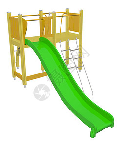 Kiddie滑板绿色和黄3D插图孤立于白色背景图片