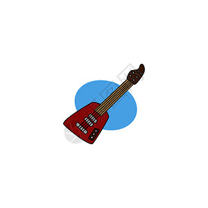 红色吉他摇滚吉他乐器插画