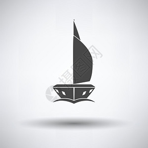 灰色背景上的帆船图标背景图片