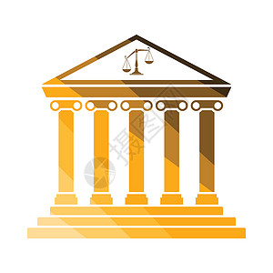 图标建筑法院图标平面彩色设计矢量插图背景