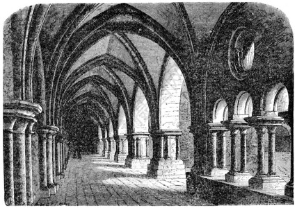 豪华古老刻有插图的修道院士图片