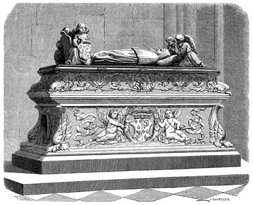 布列塔尼的安妮孩子墓穴在旅游教堂古代刻有的插图图片