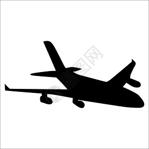 白色背景上的飞机黑影背景图片