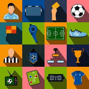 步步为赢为网络和移动设备置的足球平面图标插画