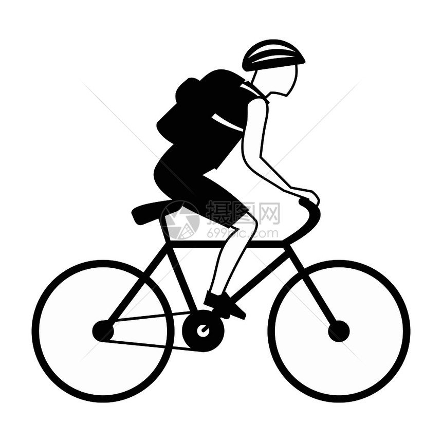 旅游者骑着背黑色简单图标的自行车旅游者骑着背的自行车图片