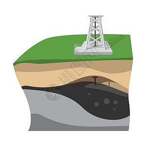 石油开采漫画图标计划单个插图孤立在白色背景上油开采漫画图标图片