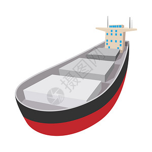 卡通航海油轮卡通图标白色背景上孤立的单一符号背景