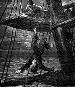 突如其来的海上匪徒刻有古老的插图旅行日报18790年图片