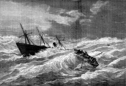 Lizard附近DieppeValentine号蒸汽船沉没VoyagesJournaldesVoyages旅行日报18790年背景图片